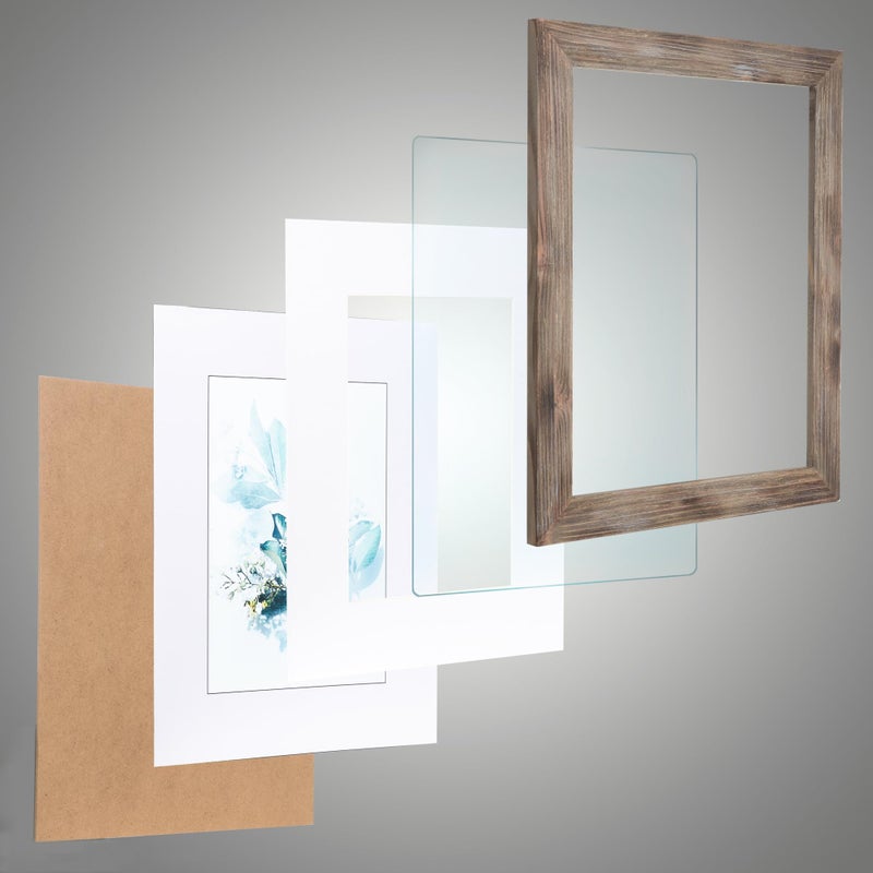 KAIWIN 100% Solid Wood Brown 11x14 Picture Frame 2 Pack Display Picture 8x10 with Mat, Rustic Wooden Photo Frames for Wall Mounting - Image 5